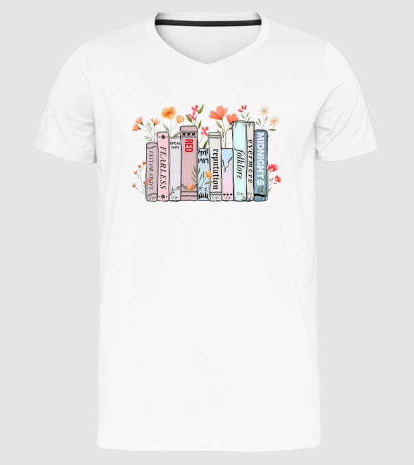 Eras tour books color model alb pe tricou