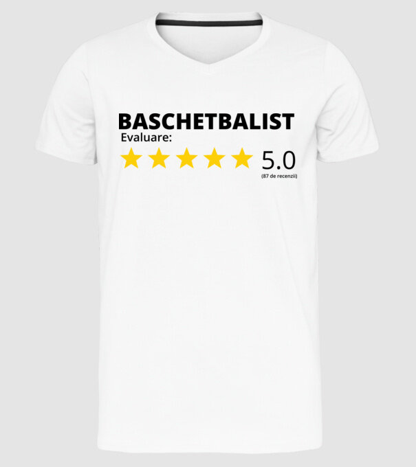 Evaluare 5 BASCHETBALIST model alb pe tricou