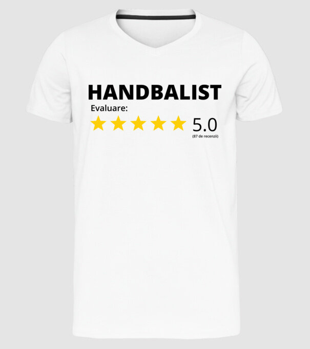 Evaluare 5 HANDBALIST model alb pe tricou