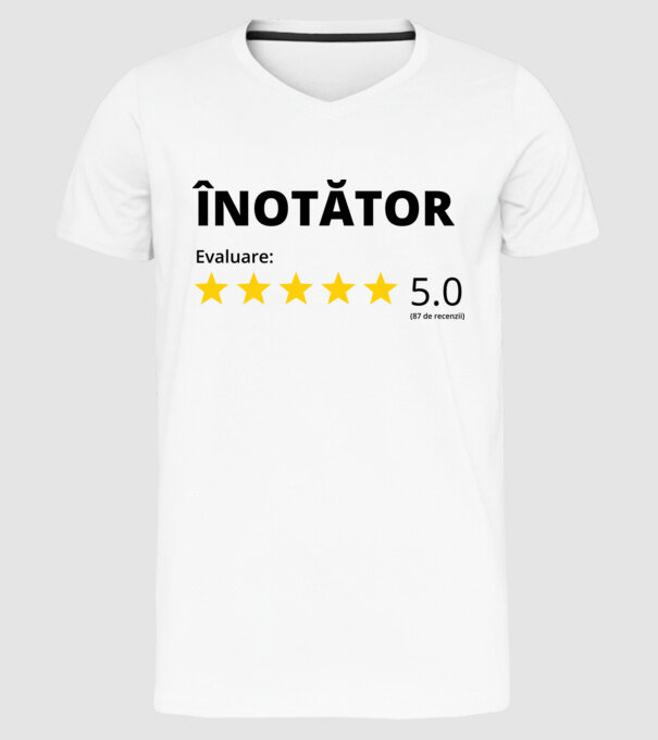 Evaluare 5 ÎNOTĂTOR model alb pe tricou
