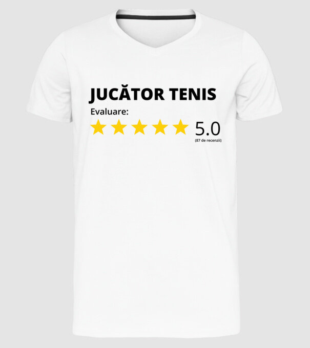 Evaluare 5 JUCĂTOR de TENIS model alb pe tricou