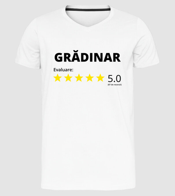 Evaluare Grădinar model alb pe tricou