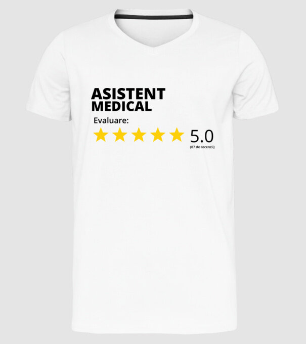 Evaluare - ASISTENT MEDICAL model alb pe tricou
