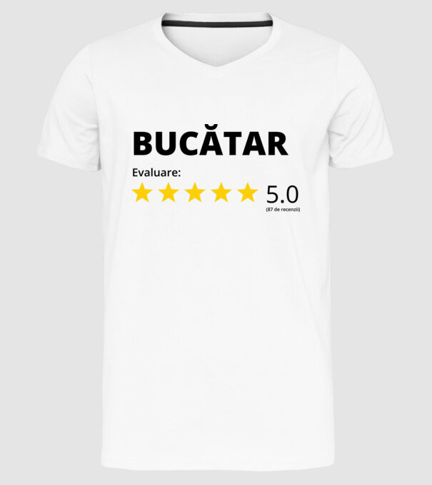 Evaluare - BUCĂTAR model alb pe tricou