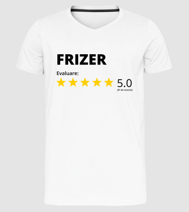 Evaluare - FRIZER model alb pe tricou