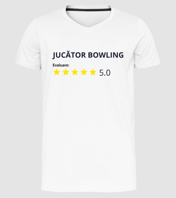 evaluare: jucător bowling de 5 stele model alb pe tricou