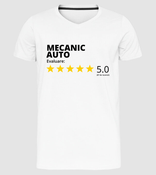 Evaluare - MECANIC AUTO model alb pe tricou