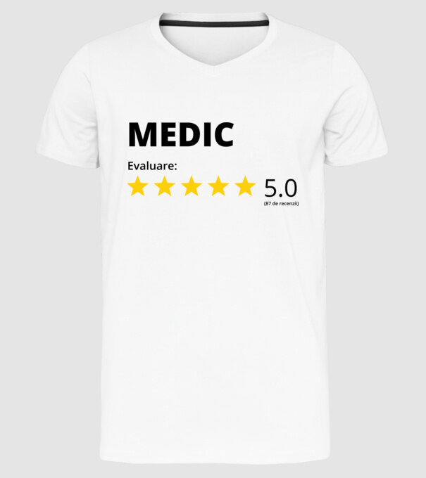 Evaluare - MEDIC model alb pe tricou