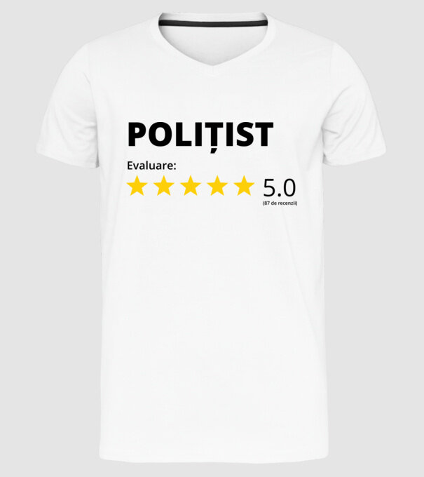 Evaluare - POLIȚIST model alb pe tricou