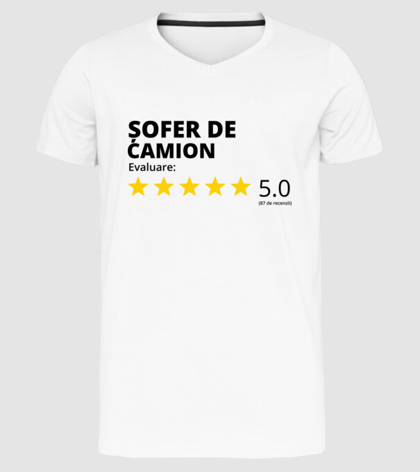 Evaluare - ȘOFER DE CAMION model alb pe tricou