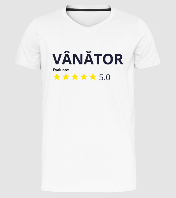 evaluare: vânător de 5 stele model alb pe tricou