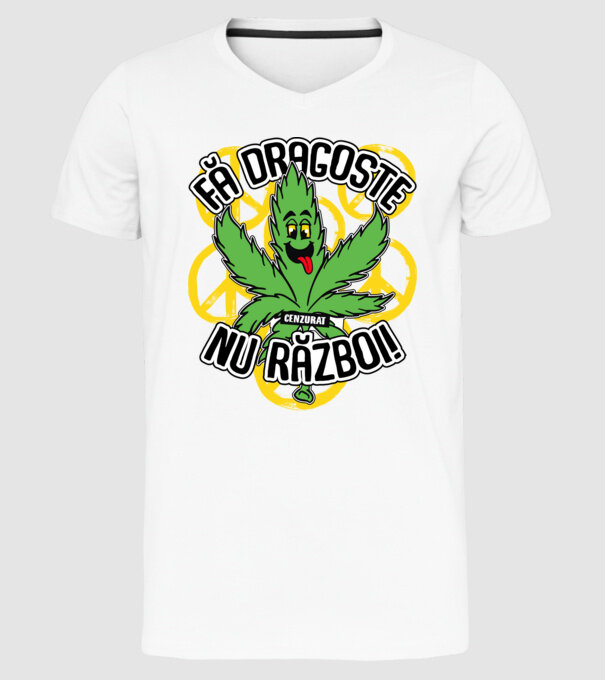 fă dragoste, nu război! (cenzurat) model alb pe tricou