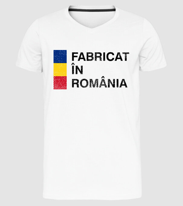 Fabricat în România model alb pe tricou