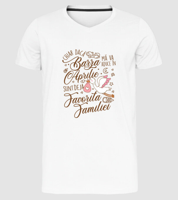 Favorita familiei APRILIE model alb pe tricou