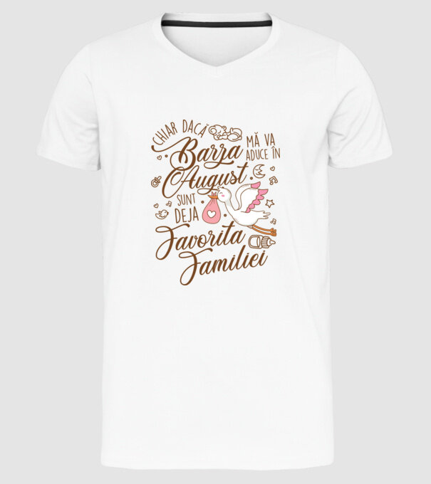 Favorita familiei AUGUST model alb pe tricou
