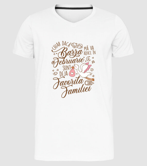 Favorita familiei FEBRUARIE model alb pe tricou