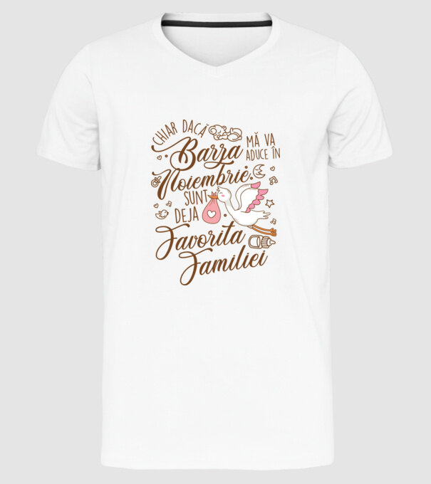 Favorita familiei NOIEMBRIE model alb pe tricou