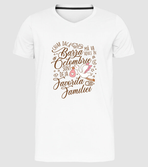 Favorita familiei OCTOMBRIE model alb pe tricou