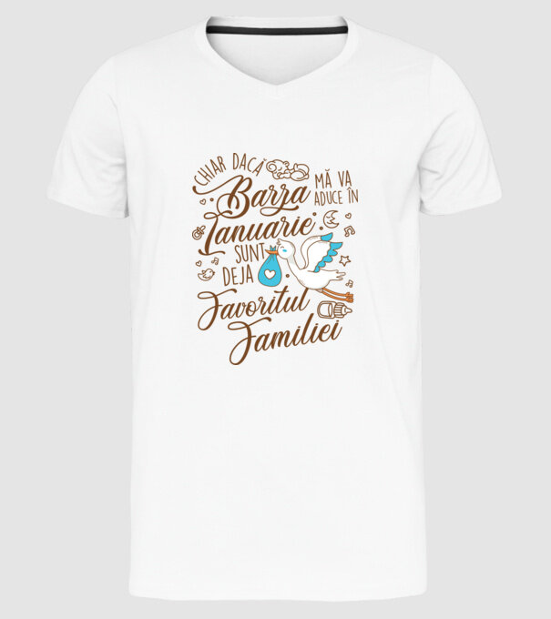 Favoritul familiei IANUARIE model alb pe tricou