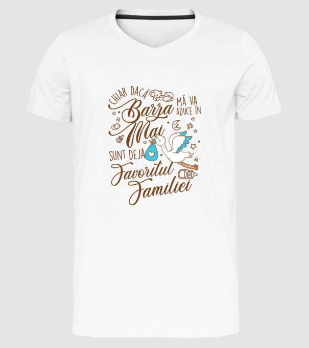 Favoritul familiei MAI model alb pe tricou