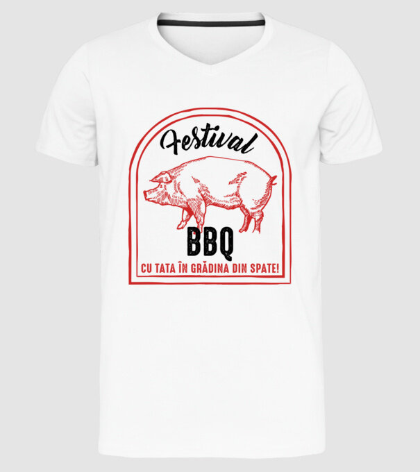 Festival BBQ - cu tata în grădina din spate! model alb pe tricou