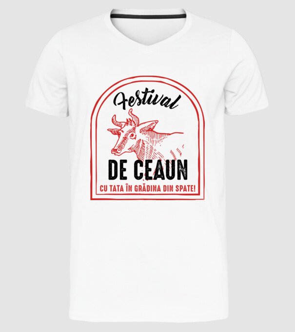 Festival de ceaun - cu tata în grădina din spate! model alb pe tricou