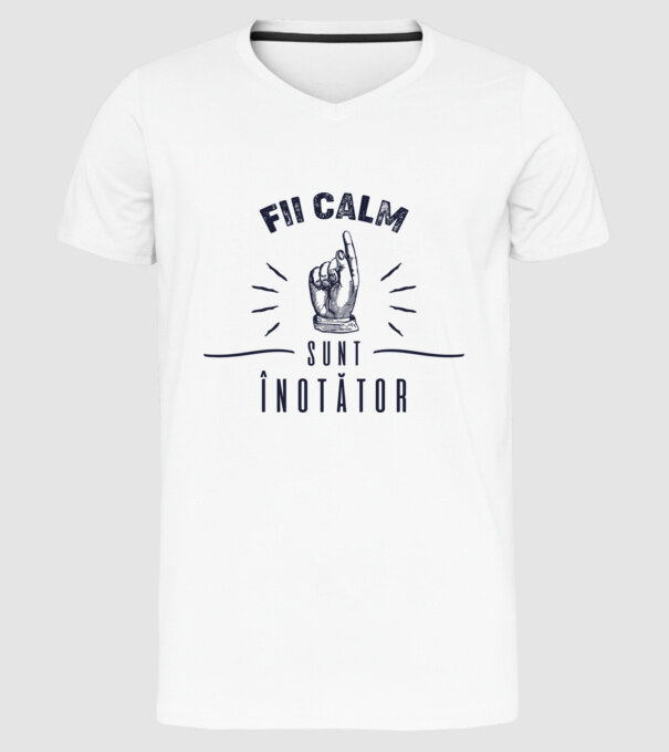 Fii calm, sunt ÎNOTĂTOR model alb pe tricou