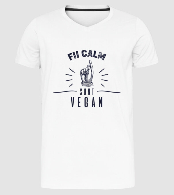 fii calm, sunt VEGAN model alb pe tricou