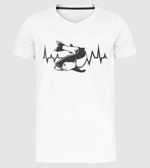 Fish model alb pe tricou