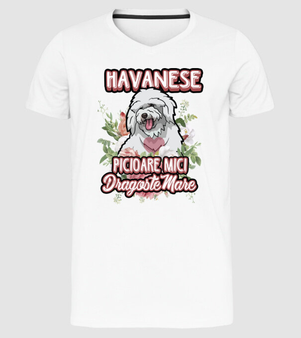 havanese : picioare mici dragoste mare model alb pe tricou