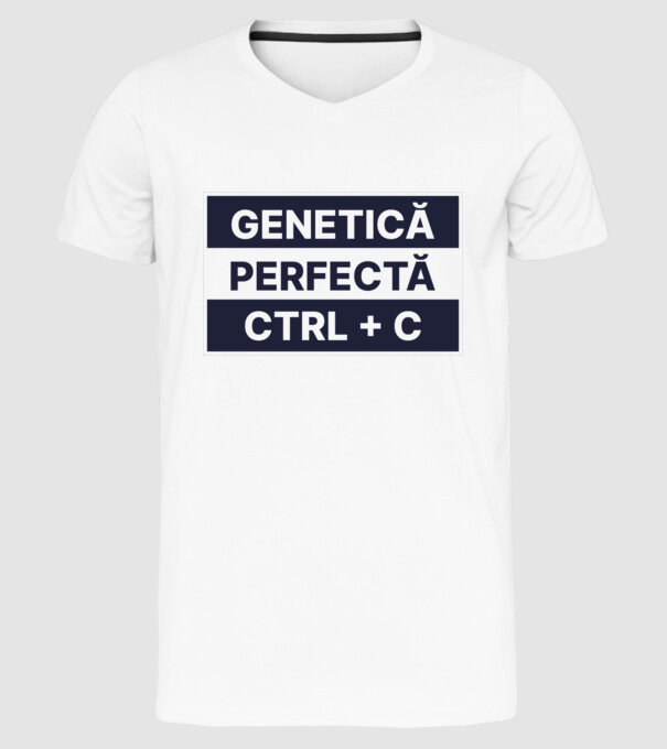 Genetică perfectă CTRL + C model alb pe tricou