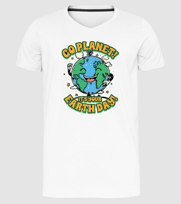Go planet model alb pe tricou