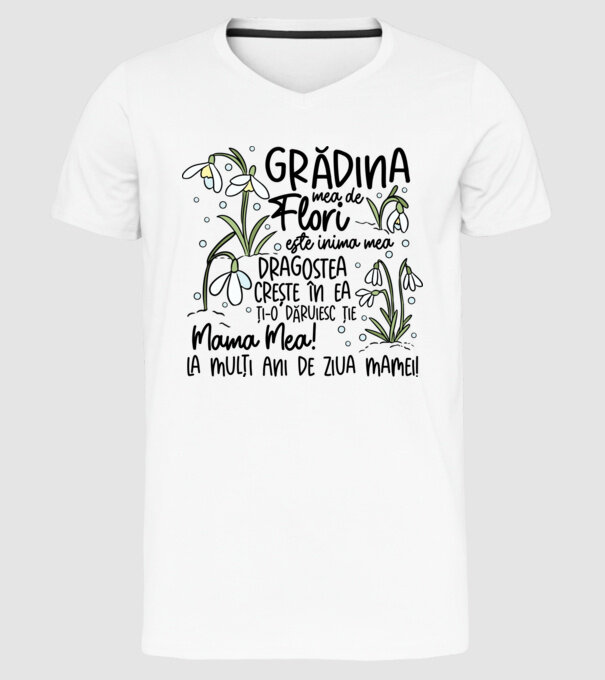 Grădina mea de flori model alb pe tricou
