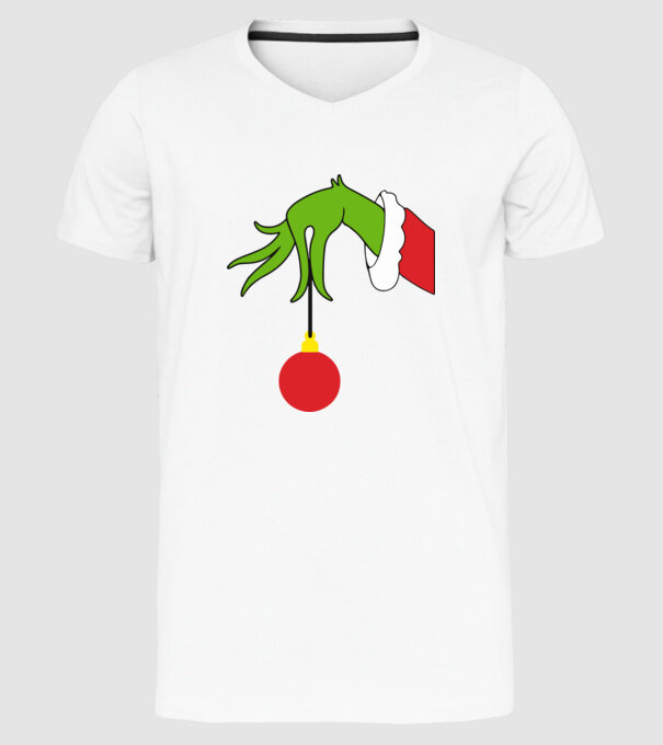 Grinch hand model alb pe tricou