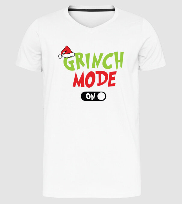 Grinch Mode model alb pe tricou