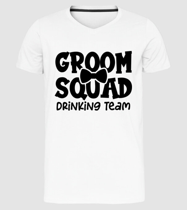 Groom Squad model alb pe tricou