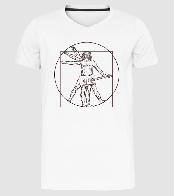 Guitar player model alb pe tricou