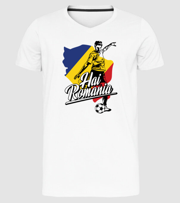 Hai romania fotbal model alb pe tricou