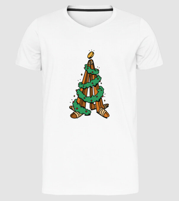 Hockey tree model alb pe tricou