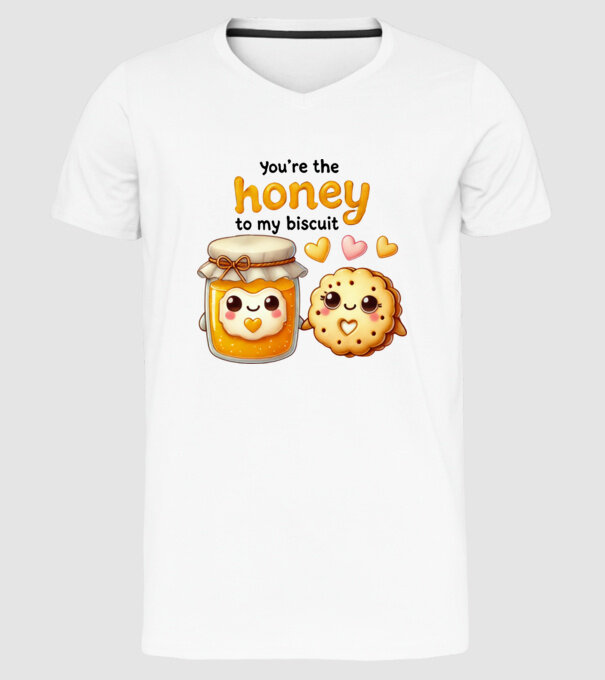 Honey to my Biscuit model alb pe tricou