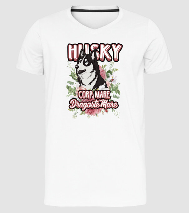 husky - corp mare, dragoste mare model alb pe tricou