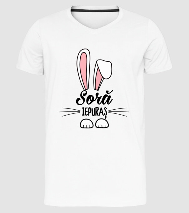 iepuraș soră model alb pe tricou