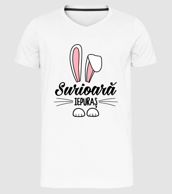 Iepuraș surioară model alb pe tricou