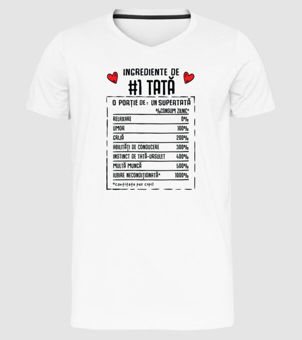 Ingrediente Tată model alb pe tricou