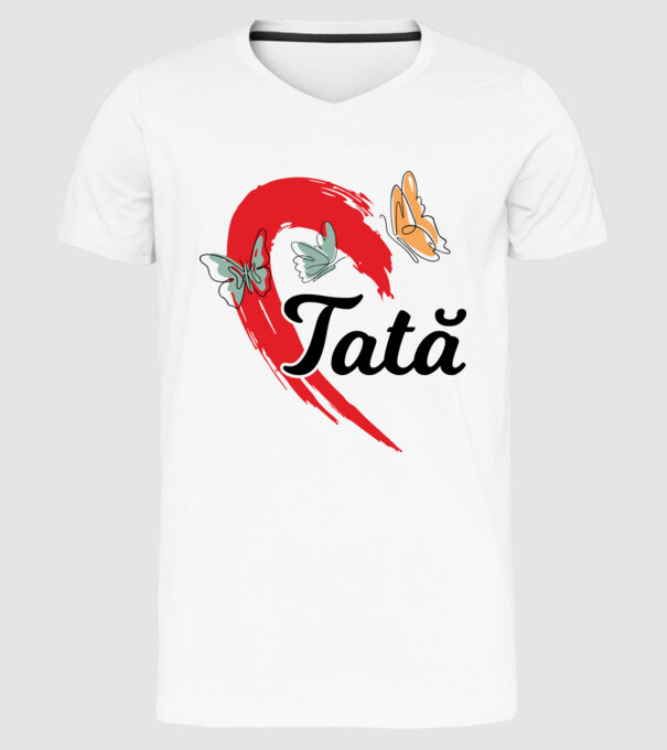 Tată model alb pe tricou