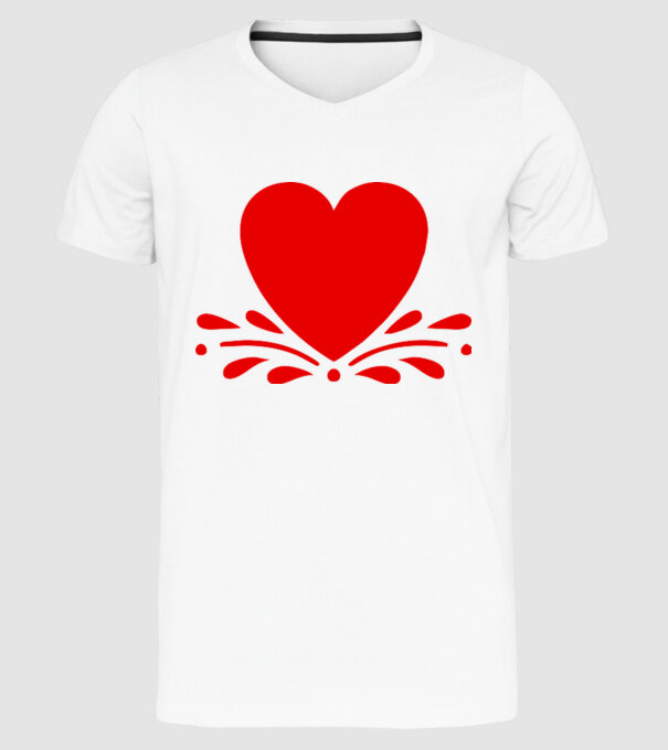 inimă Valentine model alb pe tricou