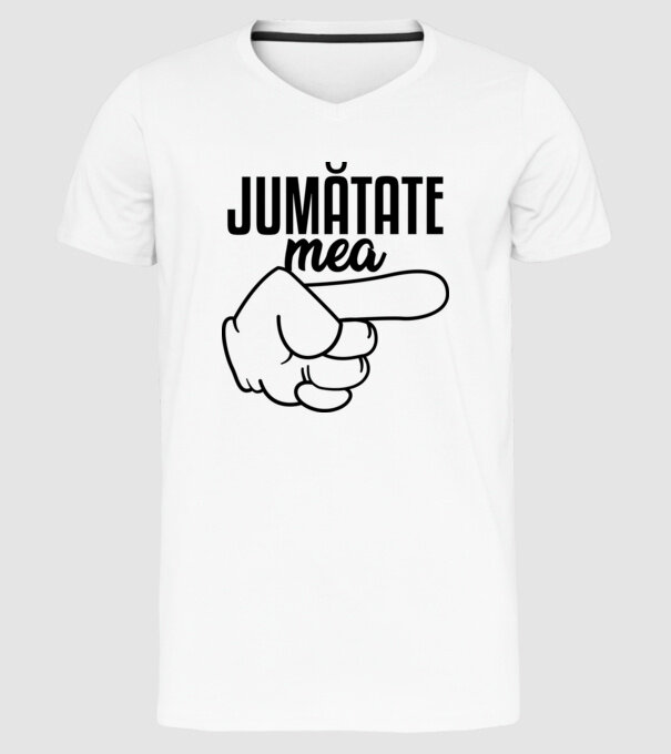 Jumătate a mea model alb pe tricou