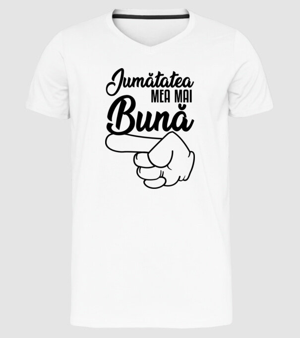 jumătatea mea mai bună model alb pe tricou