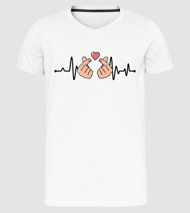 Kpop heartbeaT model alb pe tricou