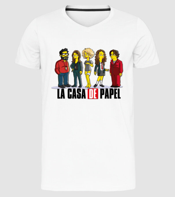 la casa de papel simpson model alb pe tricou